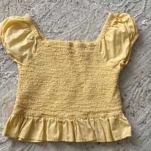 GAP Yellow Smocked Short Sleeve Top